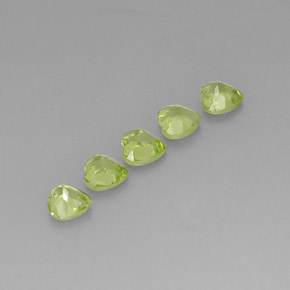 캐럿 천연 생기 있는 그린 페리도트 보석, 하트 모양, 5.1×5.1 mm, VS