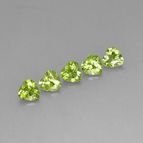 캐럿 천연 생기 있는 그린 페리도트 보석, 하트 모양, 5×5 mm, VVS-VS