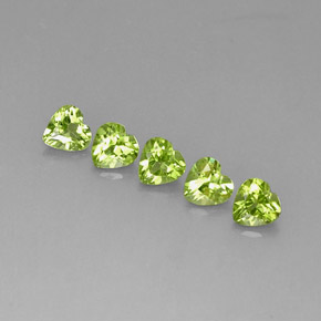 캐럿 천연 생기 있는 그린 페리도트 보석, 하트 모양, 5×5 mm, VVS-VS