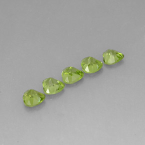 캐럿 천연 생기 있는 그린 페리도트 보석, 하트 모양, 5×5 mm, VVS-VS