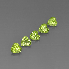 캐럿 천연 생기 있는 그린 페리도트 보석, 하트 모양, 5.1×4.9 mm, VS