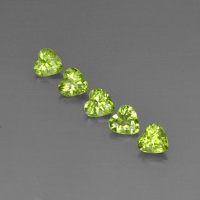 캐럿 천연 생기 있는 그린 페리도트 보석, 하트 모양, 5.1×4.9 mm, VS