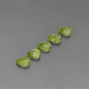 캐럿 천연 생기 있는 그린 페리도트 보석, 하트 모양, 5.1×4.9 mm, VS