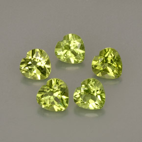 캐럿 천연 생기 있는 그린 페리도트 보석, 하트 모양, 4.9×4.9 mm, VS