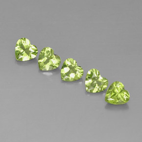 캐럿 천연 생기 있는 그린 페리도트 보석, 하트 모양, 5.1×5 mm, VS