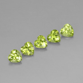 캐럿 천연 생기 있는 그린 페리도트 보석, 하트 모양, 5.1×5 mm, VS