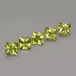 캐럿 천연 생기 있는 그린 페리도트 보석, 스퀘어, 5×5 mm, VS