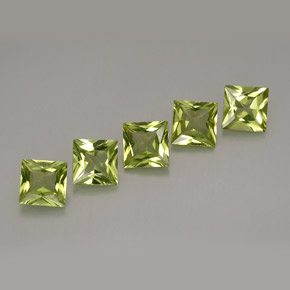 캐럿 천연 생기 있는 그린 페리도트 보석, 스퀘어, 5×5 mm, VS