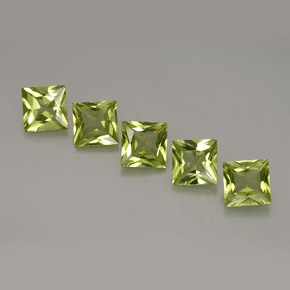 캐럿 천연 생기 있는 그린 페리도트 보석, 스퀘어, 5×5 mm, VS