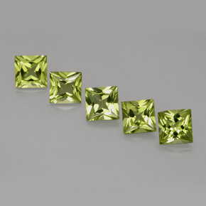 캐럿 천연 생기 있는 그린 페리도트 보석, 스퀘어, 5×4.9 mm, VS