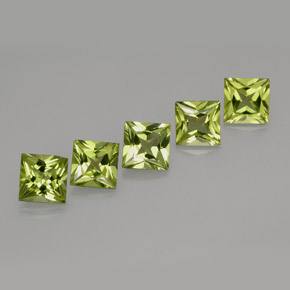 캐럿 천연 생기 있는 그린 페리도트 보석, 스퀘어, 5×4.9 mm, VS