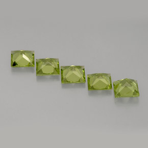 캐럿 천연 생기 있는 그린 페리도트 보석, 스퀘어, 5×4.9 mm, VS