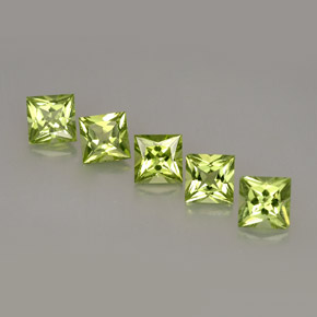 캐럿 천연 생기 있는 그린 페리도트 보석, 스퀘어, 5×4.9 mm, VS