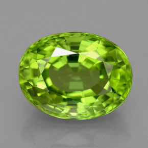 5.82캐럿 천연 생기 있는 그린 페리도트, 타원형 컷, 12×9.3 mm, VVS