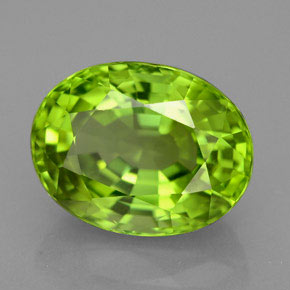 5.82캐럿 천연 생기 있는 그린 페리도트, 타원형 컷, 12×9.3 mm, VVS