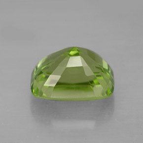 5.30캐럿 천연 생기 있는 그린 페리도트, 쿠션 컷, 10.9×8.7 mm, VVS
