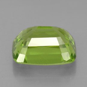5.68캐럿 천연 생기 있는 그린 페리도트, 쿠션 컷, 11.5×9.3 mm, VVS