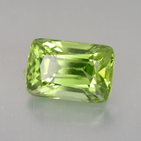 5.00캐럿 천연 생기 있는 그린 페리도트, 쿠션 컷, 11.3×7.6 mm, VS