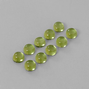 캐럿 천연 생기 있는 그린 페리도트 보석, 라운드 컷, 4.17 mm, 투명한