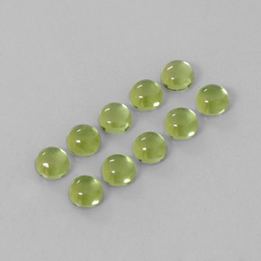 캐럿 천연 생기 있는 그린 페리도트 보석, 라운드 컷, 4.29 mm, 투명한
