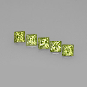 캐럿 천연 생기 있는 그린 페리도트 보석, 스퀘어, 5×4.9 mm, VVS-VS