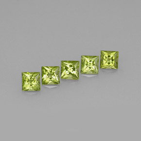 캐럿 천연 생기 있는 그린 페리도트 보석, 스퀘어, 5×4.9 mm, VVS-VS