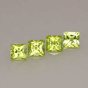 캐럿 천연 생기 있는 그린 페리도트 보석, 스퀘어, 5×5 mm, VVS-VS
