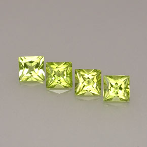 캐럿 천연 생기 있는 그린 페리도트 보석, 스퀘어, 5×5 mm, VVS-VS