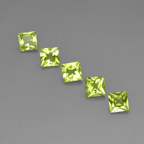 캐럿 천연 생기 있는 그린 페리도트 보석, 스퀘어, 5×4.9 mm, VVS-VS