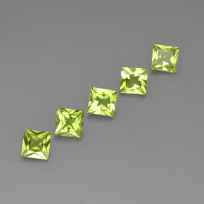 캐럿 천연 생기 있는 그린 페리도트 보석, 스퀘어, 5×4.9 mm, VVS-VS
