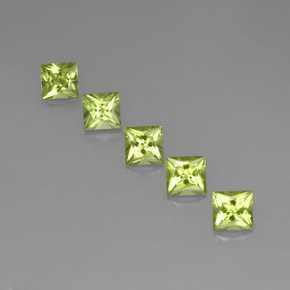 캐럿 천연 생기 있는 그린 페리도트 보석, 스퀘어, 5.1×5 mm, VVS-VS