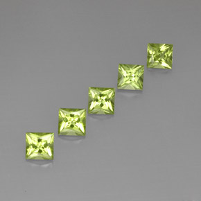캐럿 천연 생기 있는 그린 페리도트 보석, 스퀘어, 5.1×5 mm, VVS-VS