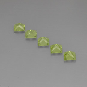 캐럿 천연 생기 있는 그린 페리도트 보석, 스퀘어, 5.1×5 mm, VVS-VS