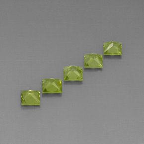 캐럿 천연 생기 있는 그린 페리도트 보석, 스퀘어, 5×5 mm, VVS-VS