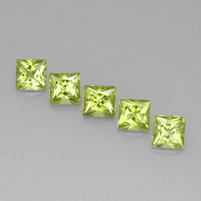 캐럿 천연 생기 있는 그린 페리도트 보석, 스퀘어, 5.1×5.1 mm, VVS-VS