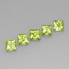 캐럿 천연 생기 있는 그린 페리도트 보석, 스퀘어, 5.1×5.1 mm, VVS-VS