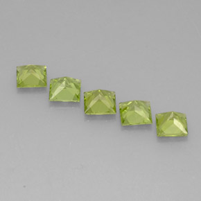 캐럿 천연 생기 있는 그린 페리도트 보석, 스퀘어, 5.1×5.1 mm, VVS-VS