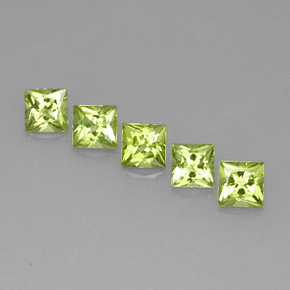 캐럿 천연 생기 있는 그린 페리도트 보석, 스퀘어, 5.1×5 mm, VVS-VS
