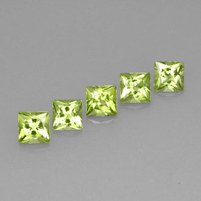 캐럿 천연 생기 있는 그린 페리도트 보석, 스퀘어, 5.1×5 mm, VVS-VS