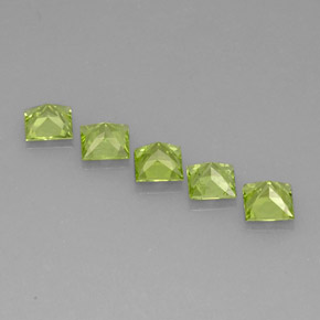 캐럿 천연 생기 있는 그린 페리도트 보석, 스퀘어, 5.1×5 mm, VVS-VS