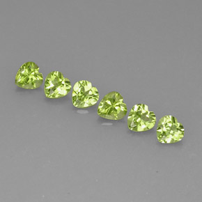 캐럿 천연 생기 있는 그린 페리도트 보석, 하트 모양, 5.1×4.9 mm, VVS-VS