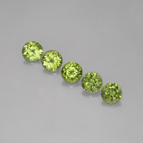 캐럿 천연 생기 있는 그린 페리도트 보석, 라운드 컷, 5.90 mm, VVS-VS