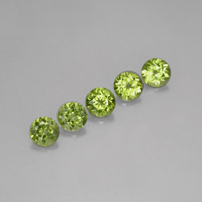 캐럿 천연 생기 있는 그린 페리도트 보석, 라운드 컷, 5.90 mm, VVS-VS