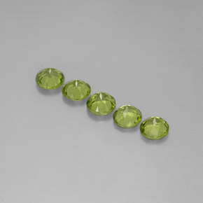 캐럿 천연 생기 있는 그린 페리도트 보석, 라운드 컷, 5.90 mm, VVS-VS