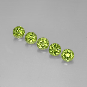 캐럿 천연 생기 있는 그린 페리도트 보석, 라운드 컷, 6.05 mm, VVS-VS
