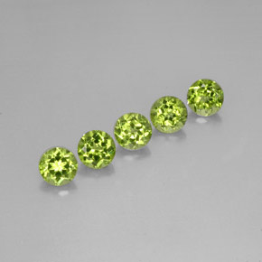 캐럿 천연 생기 있는 그린 페리도트 보석, 라운드 컷, 6.05 mm, VVS-VS
