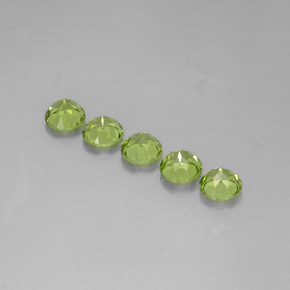 캐럿 천연 생기 있는 그린 페리도트 보석, 라운드 컷, 6.05 mm, VVS-VS
