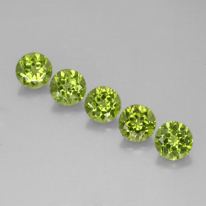 캐럿 천연 생기 있는 그린 페리도트 보석, 라운드 컷, 5.93 mm, VVS-VS