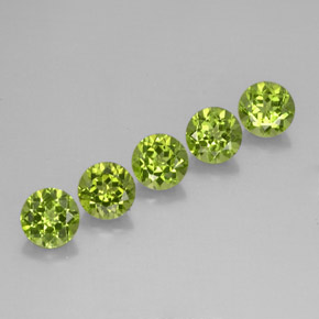 캐럿 천연 생기 있는 그린 페리도트 보석, 라운드 컷, 5.93 mm, VVS-VS