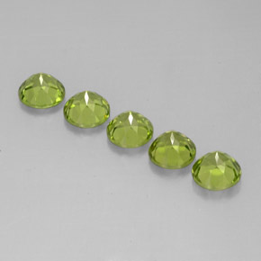 캐럿 천연 생기 있는 그린 페리도트 보석, 라운드 컷, 5.93 mm, VVS-VS